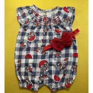DISNEY BABY MINNIE MOUSE 4th of JULY WATERMELON ROMPER OUTFIT GIRL 0 3 MONTHS